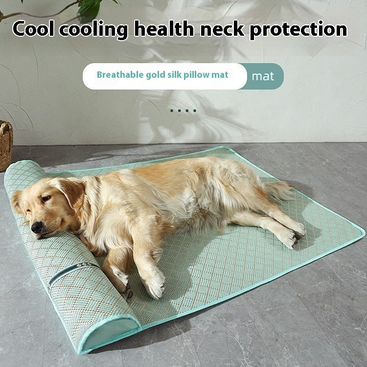 Dog mat with neck pillow