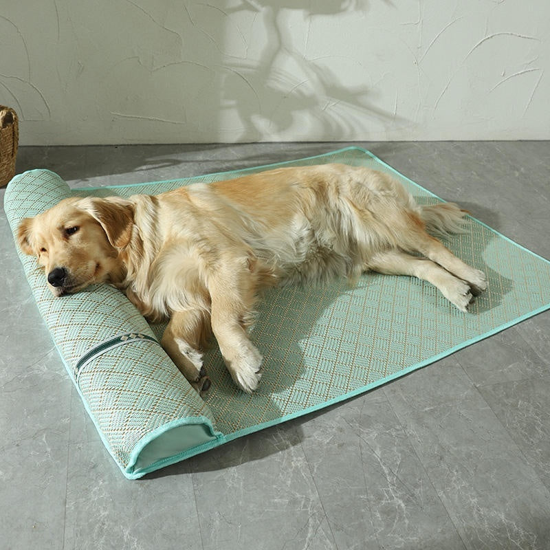 Dog mat with neck pillow